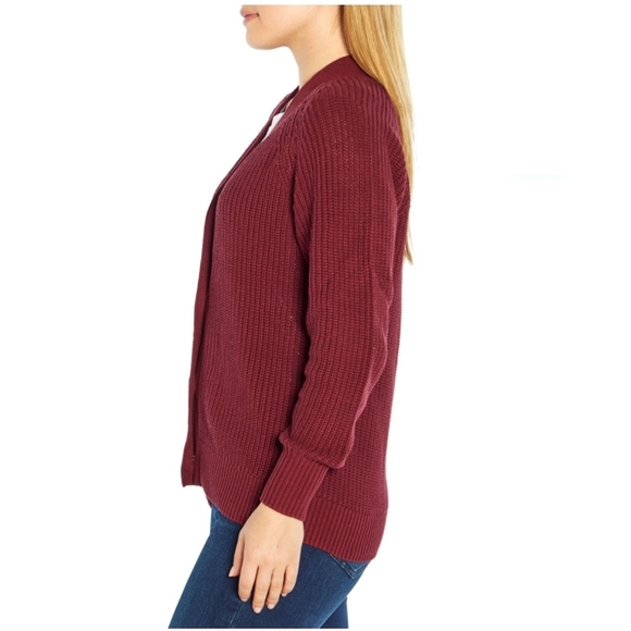Gap Casual Cardigan Burgundy Button Up  Cardigan Long Sleeve Loose Knit - Picture 7 of 14